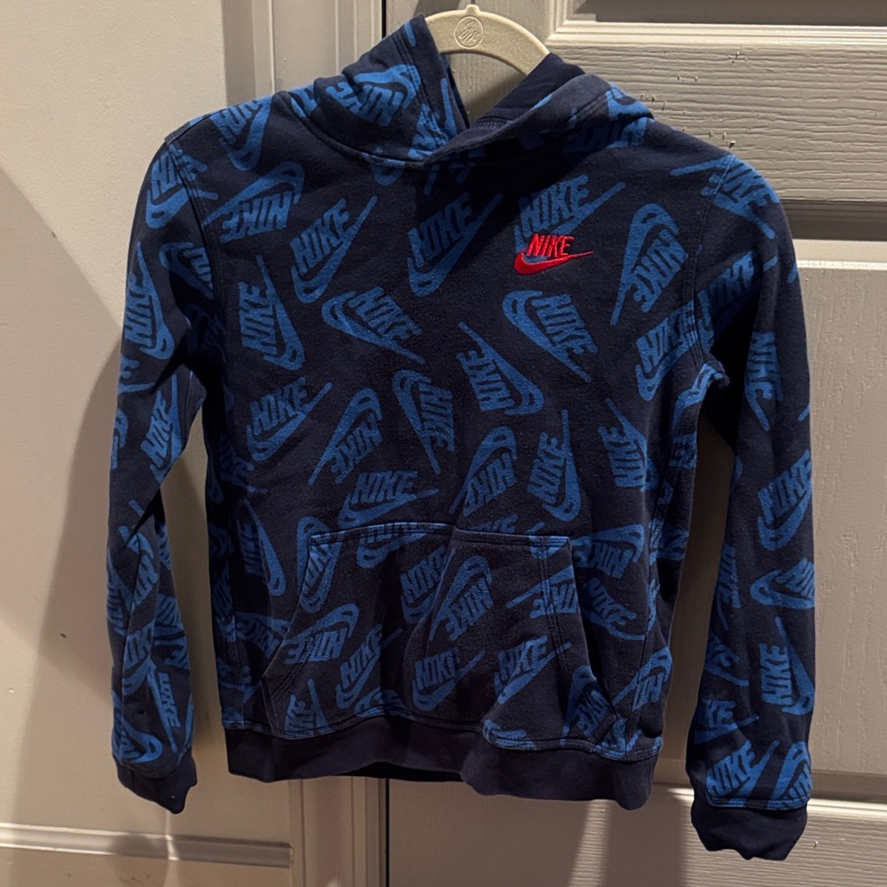 Nike Kids Navy and Red Logo Hoodie